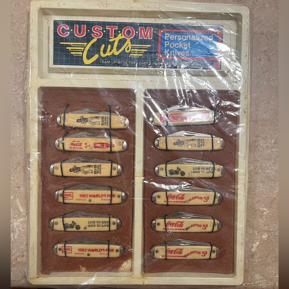 Vintage Custom Cuts Pocket Knife Set Vintage